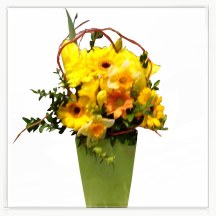Wiosenna kompozycja z żółtych kwiatów.